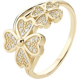 Lund Copenhagen ring i 8 karat guld med 2 kløvere med cubic zirkonia