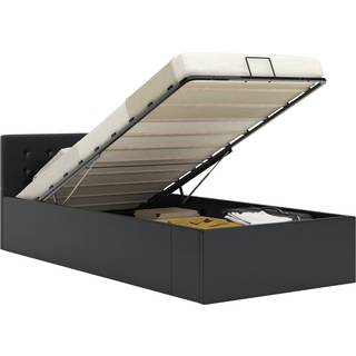 Hydraulisk Opbevaringsseng Kunstlæder - Sort / 90 x 200 cm