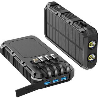 Psooo M2 Trådløs Solcelle Powerbank - 36800mAh - Sort