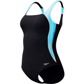 Women's Shaping Printed LunaLustre Swimsuit Black/Turquoise - Blue