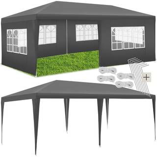 Havepavillon Novara med 5 sidepaneler, vandtæt, 6x3m - grå