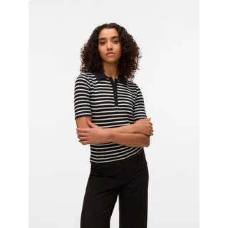 Vero Moda Dame Sia Kortærmet Polo Skjorte Sort/Hvide Striber
