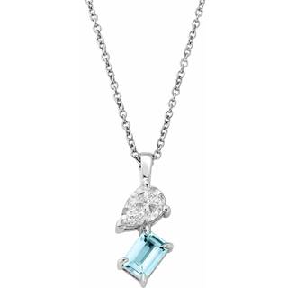 Promises 9ct Solid White Gold Pendant with Aquamarine & 0.5ct Lab-Grown Diamond