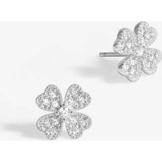 Simply Silver Simply Silver Silver Tone Large 925 Cubic Zirconia Clover stud Earrings