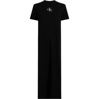 Ribbed Cotton Maxi T-shirt Dress - Black - S