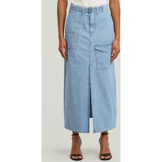 Belted Cargo Long Skirt - Light blue - Women