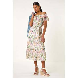 Roman Roman Blomster Tryk Bardot Midi Kjole