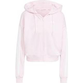 Essentials 3-Stripes French Terry Full-Zip hættetrøje - Clear Pink / White - 2XL