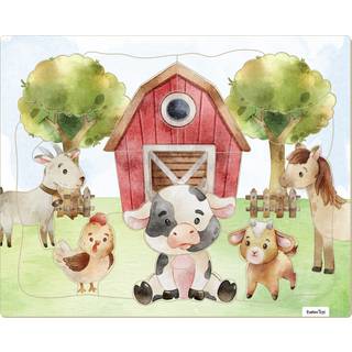 Indrammet Pap Puslespil - Bondegård - 26 brikker