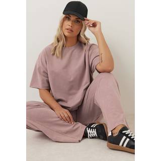 Yours Curve Yours Curve Pink 100% Cotton Acid Wash Wide Leg Joggers