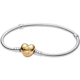 Pandora Gold Heart Clasp Bracelet - 19cm - Silver