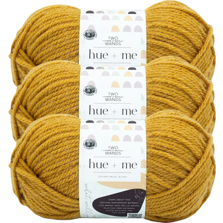 Lion Brand Hue Me Yarn til strikning af hækling og håndværk voluminøs og tyk blød akryl og uldgarn sennep (3-pack)