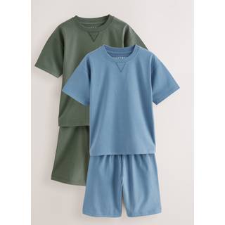 Next Navy/Grey Plain 100% Cotton Short Pyjamas 2 Pack (3-16yrs)