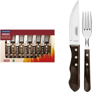 Tramontina Steakbestik 12 dele jumbo XL - Restauranternes foretrukne - Mørkebrun