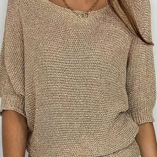 TEMU Elegant Sweater - Soft (chiffon) Blouse, Slim Fit Spring Summer Fall Transition Top, Solid Color Smooth Texture For Casual & Dressy Wear, Hand Washable - Style Sq25031872