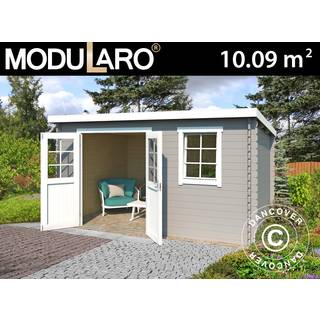 Redskabsskur Redskabsrum Haveskur i træ Asker 3,8x2,75x2,11m, 28mm,10,09m²,Lysegrå