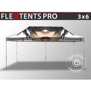 Foldetelt FleXtents Easy up pavillon PRO med fuldt digitalt print, 3x6m
