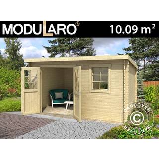 Redskabsskur Redskabsrum Haveskur i træ Asker 3,8x2,75x2,11m, 28mm,10,09m²,Natur