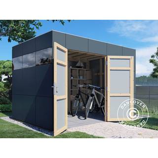 Redskabsskur Redskabsrum Haveskur i træ, Bertilo HPL 2, 3,45x2,28x2,3m,7,86m²,Antracit/Grå