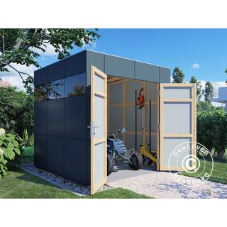 Redskabsskur Redskabsrum Haveskur i træ, Bertilo HPL 1, 2,3x2,28x2,3m,5,24m²,Antracit/Grå