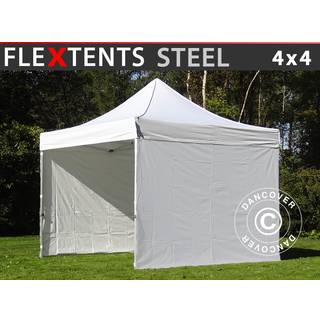 Foldetelt FleXtents Easy up pavillon Steel 4x4m Hvid, inkl. 4 sider