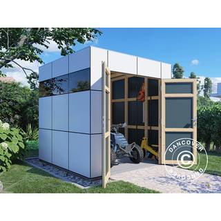 Redskabsskur Redskabsrum Haveskur i træ, Bertilo HPL 1, 2,3x2,28x2,3m,5,24m²,Antracit/Hvid