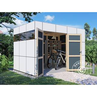 Redskabsskur Redskabsrum Haveskur i træ, Bertilo HPL 2, 3,45x2,28x2,3m,7,86m²,Antracit/Hvid