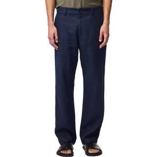 NN07 Aden Regular Fit Linen Trousers Navy Blue