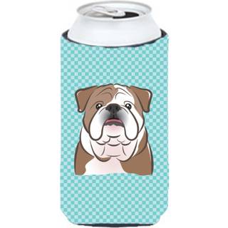 Checkerboard Blue English Bulldog Tall Boy Beverage Isulator Hugger BB1157TBC