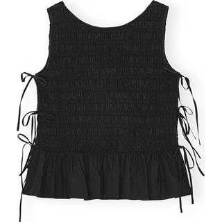 Cotton Poplin Smock Tie String W0565 - Black - GANNI - Sort M