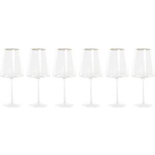 Sæt med glas Home ESPRIT Gennemsigtig Gylden Krystal 400 ml (6 enheder)