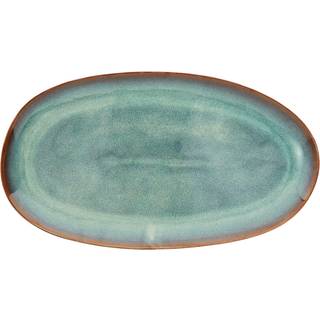 Madam Stoltz Oval Serveringsfad 36 Cm - Serveringsfad Stentøj Grøn - ATPX-OP-GR002