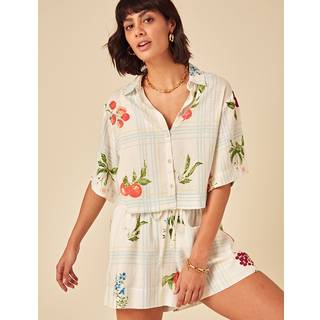Nobody's Child Nobodys Child White Bennie Fruit Print Shirt