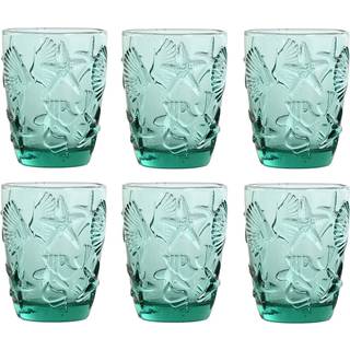 Glassæt Home ESPRIT Turkisblå Krystal Middelhavet Med relief 290 ml (6 enheder)