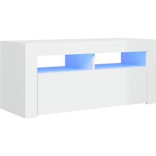 Tv-Skab Med Led-Lys 90X35X40 Cm - Hvid højglans