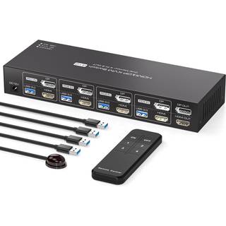 NÖRDIC KVM Switch 4 til 1 DP 8K60Hz 4K144Hz 4xUSB 3.0