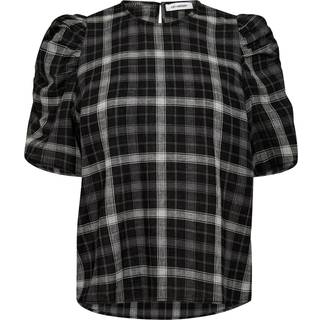 Co'couture Sallycc Check Ss Blouse Bluse 35881 96-Black (XSMALL)