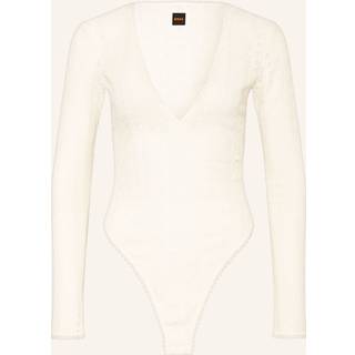Bodysuit med V-hals og broderet tekstur
