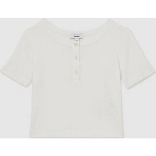 Reiss Reiss Margot bomulds-T-shirt med pointelle-knapper