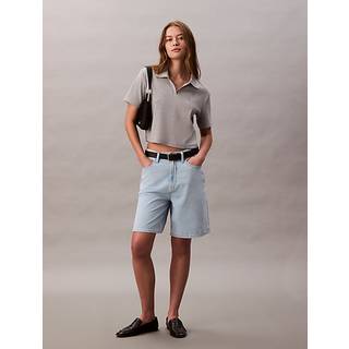Relaxed Linen Blend Bermuda Shorts - Blue - 33