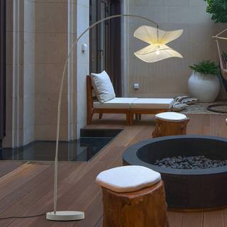 Lindby udendørs gulvlampe Valdorin, beige, 199 cm, IP44