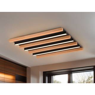 LED-loftlampe Fontana, 46 x 30 cm træ/sort træ/metal