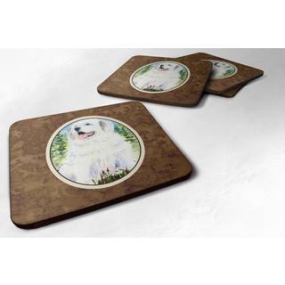 """" Caroline's Treasures SS8866FC Great Pyrenees Foam Coasters (S?t p? 4) 3,5 """" ""H X 3,5"" """" W Multicolor """"