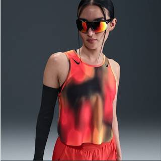 Kort Nike AeroSwift Dri-FIT ADV-løbetanktop med print til kvinder - gul - 3XL