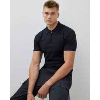 River Island River Island Muscle fit Grid-struktureret strik-poloshirt - Stor