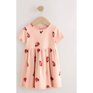 Next Ladybird Pink Ribbed Jersey Dress (3mths-7yrs) - 74-80cm (9-12 Months)