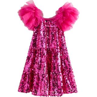 Next Pink Puff Sleeve Sequin Party Dress (3-14yrs) - 4 Yrs