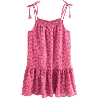 Next Pink Crustaceans Print Tie Strap Tiered Mini Dress - 14
