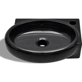 keramisk vask overløb/hanehul rund sort