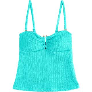 Next Aqua Blue Crinkle Bandeau Tankini Top